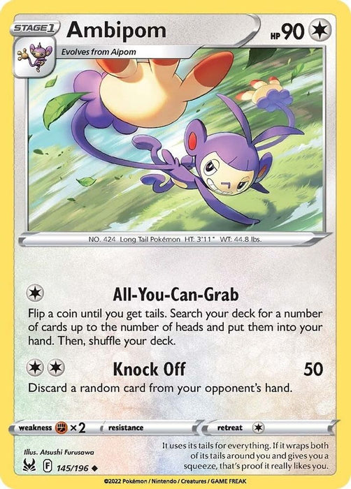 Ambipom (#145/196) (SWSH11: Lost Origin) Near Mint Reverse Holofoil