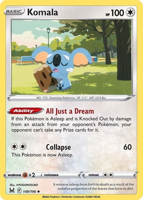 Komala (#149/196) (SWSH11: Lost Origin) Near Mint Reverse Holofoil