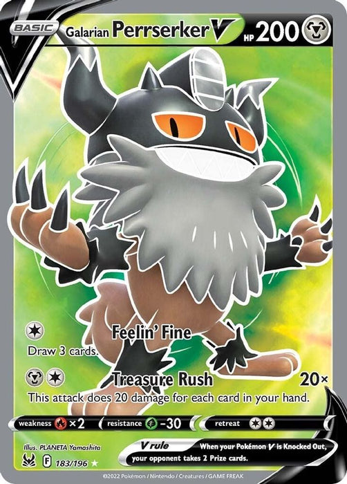 Galarian Perrserker V (Full Art) (#183/196) (SWSH11: Lost Origin) Near Mint Holofoil
