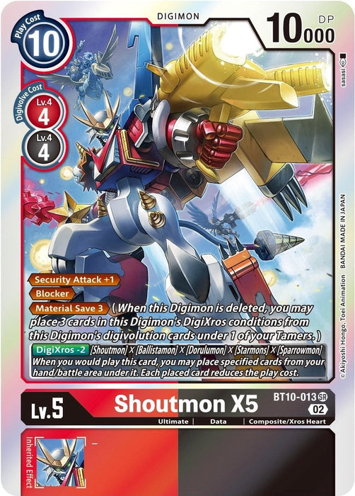 Image for Shoutmon X5 (BT10-013 SR) - Digimon Card Game