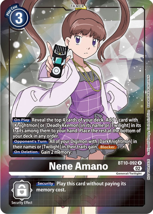 Image for Nene Amano (Box Topper) (BT10-092 R) - Digimon Card Game