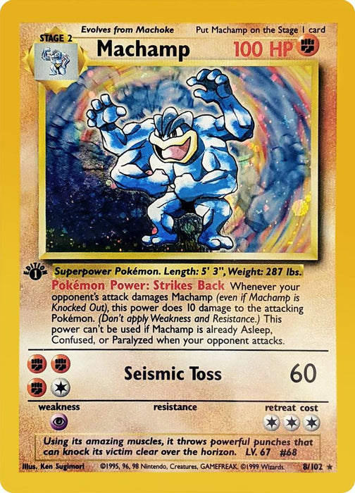 Machamp - 8/102 (#008/102) (Deck Exclusives) Damaged 1st Edition Holofoil