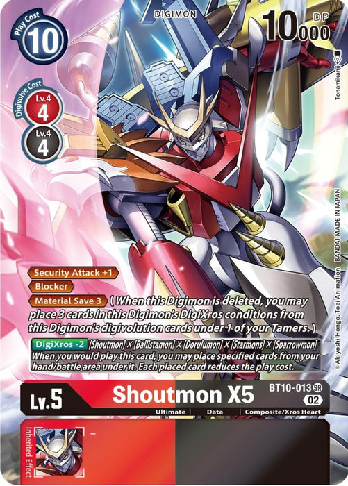 Shoutmon X5 (Alternate Art) (#BT10-013 SR) (Xros Encounter) Near Mint Foil
