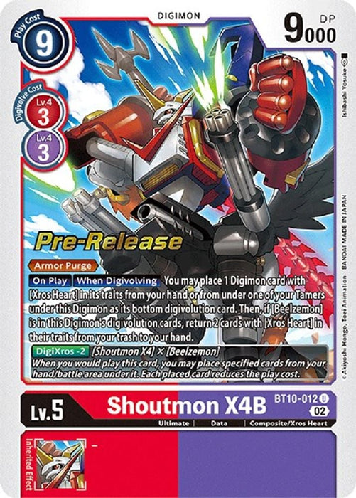 Shoutmon X4B (#BT10-012 U) (Xros Encounter Pre-Release Cards) Near Mint Foil