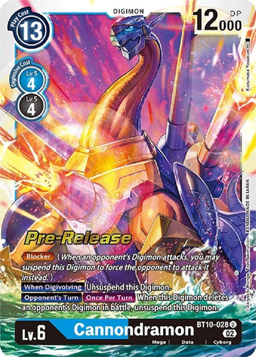 Cannondramon (#BT10-028 U) (Xros Encounter Pre-Release Cards) Near Mint Foil