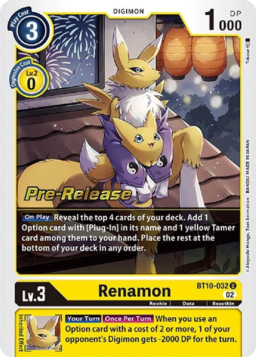 Renamon (#BT10-032 U) (Xros Encounter Pre-Release Cards) Near Mint Foil