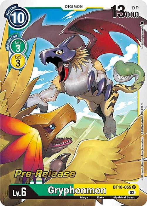 Gryphonmon (#BT10-055 U) (Xros Encounter Pre-Release Cards) Near Mint Foil