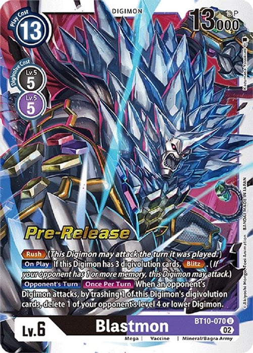 Blastmon (#BT10-070 U) (Xros Encounter Pre-Release Cards) Near Mint Foil