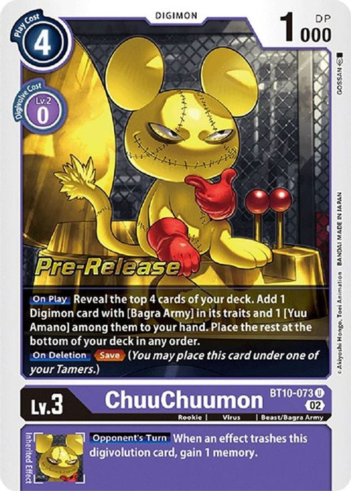 ChuuChuumon (#BT10-073 U) (Xros Encounter Pre-Release Cards) Near Mint Foil