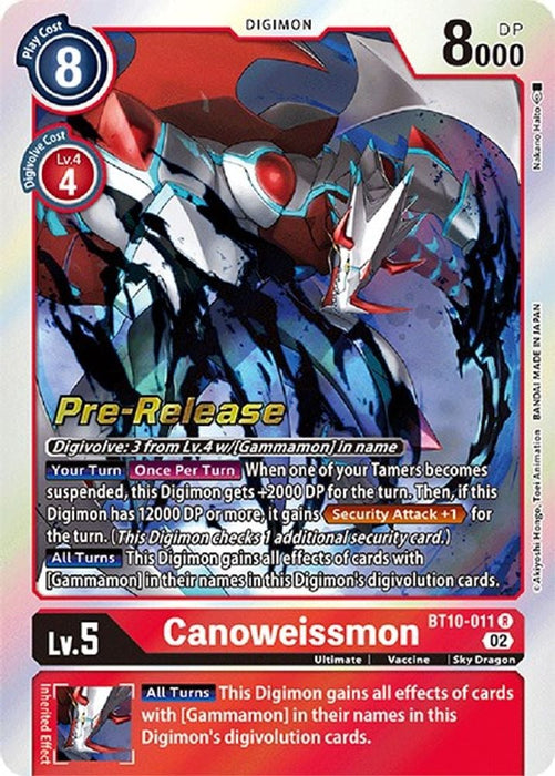 Canoweissmon (#BT10-011 R) (Xros Encounter Pre-Release Cards) Near Mint Foil