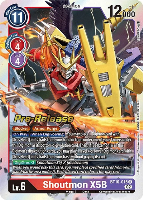 Shoutmon X5B (#BT10-015 R) (Xros Encounter Pre-Release Cards) Near Mint Foil