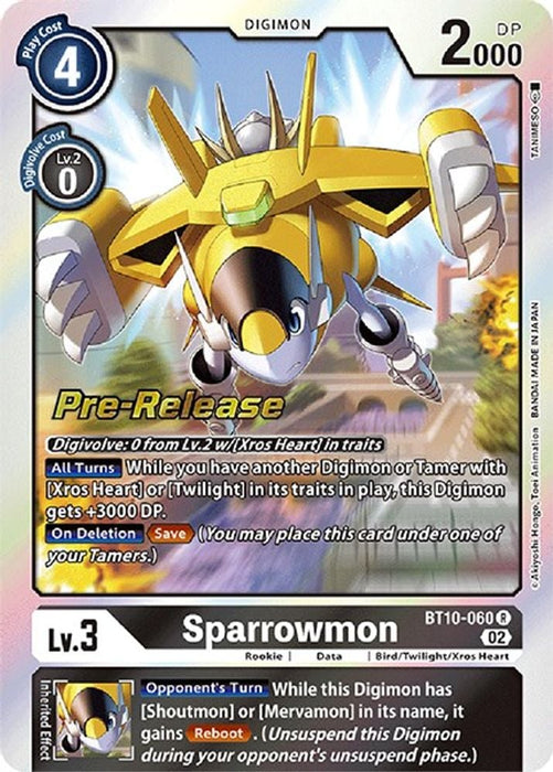Sparrowmon (#BT10-060 R) (Xros Encounter Pre-Release Cards) Near Mint Foil