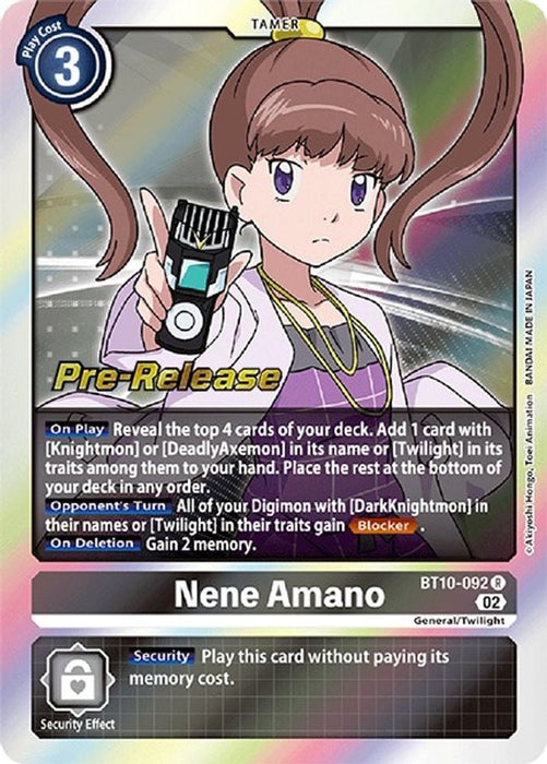 Nene Amano (#BT10-092 R) (Xros Encounter Pre-Release Cards) Near Mint Foil