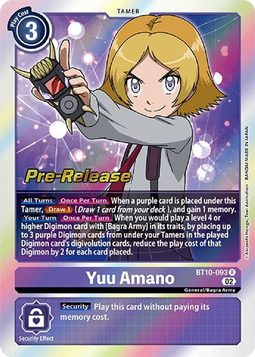 Yuu Amano (#BT10-093 R) (Xros Encounter Pre-Release Cards) Near Mint Foil