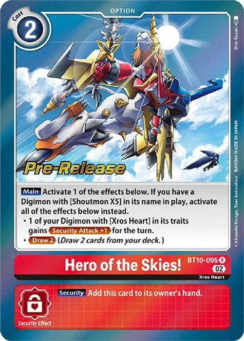 Hero of the Skies! (#BT10-095 R) (Xros Encounter Pre-Release Cards) Near Mint Foil