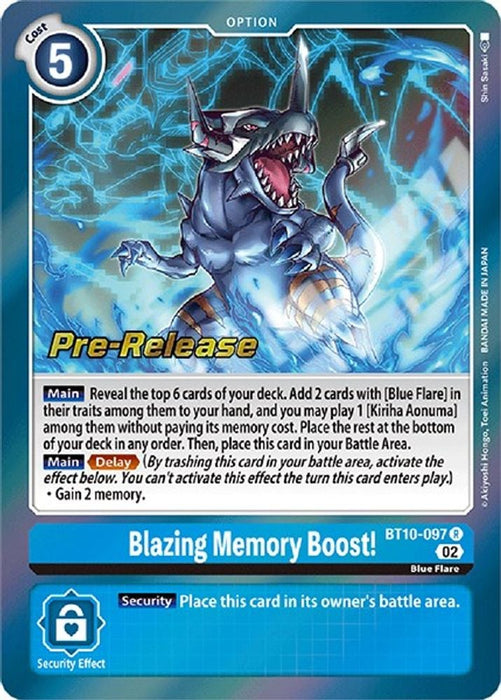 Blazing Memory Boost! (#BT10-097 R) (Xros Encounter Pre-Release Cards) Near Mint Foil