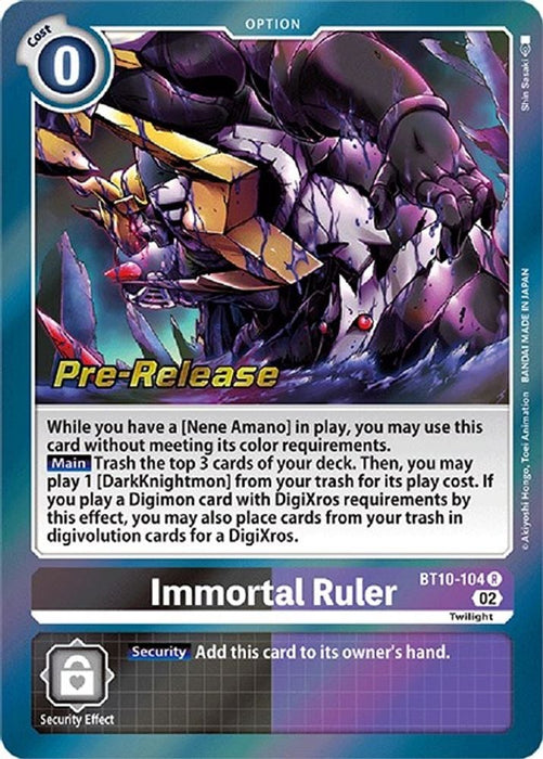 Immortal Ruler (#BT10-104 R) (Xros Encounter Pre-Release Cards) Near Mint Foil