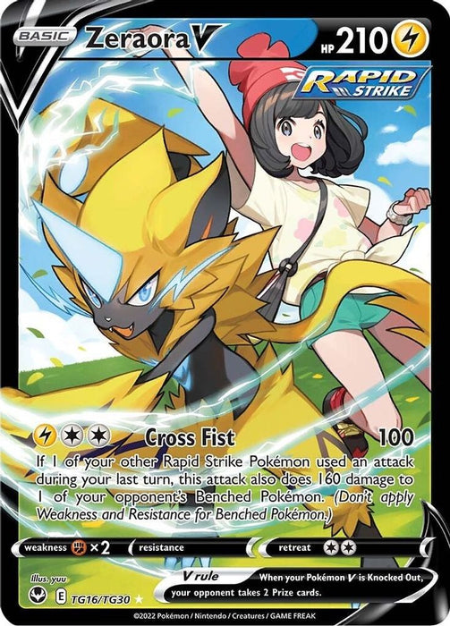 Zeraora V (#TG16/TG30) (SWSH12: Silver Tempest Trainer Gallery) Near Mint Holofoil