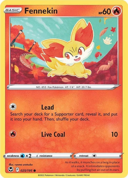 Fennekin (#025/195) (SWSH12: Silver Tempest) Near Mint Reverse Holofoil