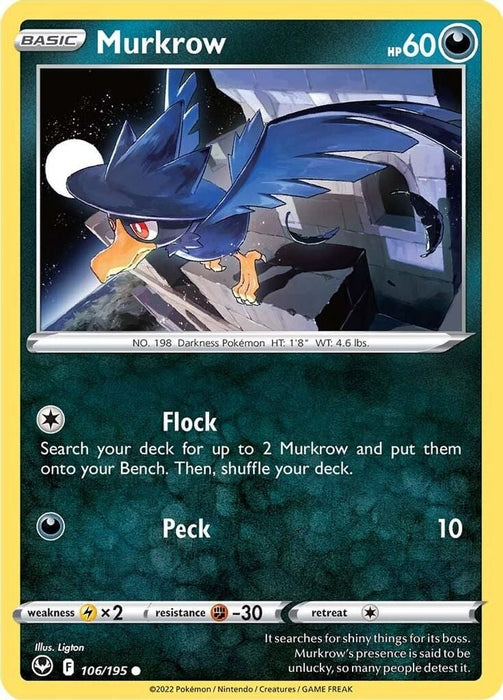 Murkrow (#106/195) (SWSH12: Silver Tempest) Near Mint Reverse Holofoil