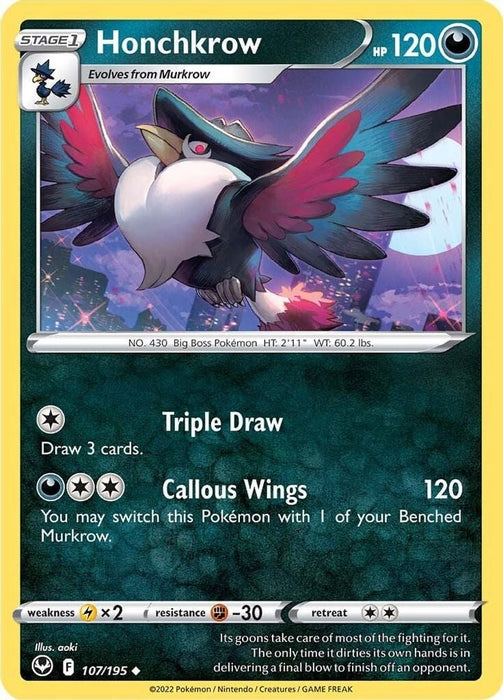 Honchkrow (#107/195) (SWSH12: Silver Tempest)