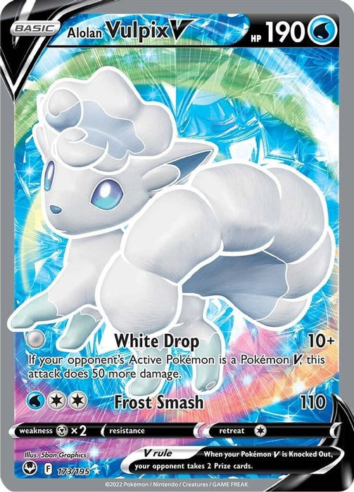 Alolan Vulpix V (Full Art) (#173/195) (SWSH12: Silver Tempest) Near Mint Holofoil