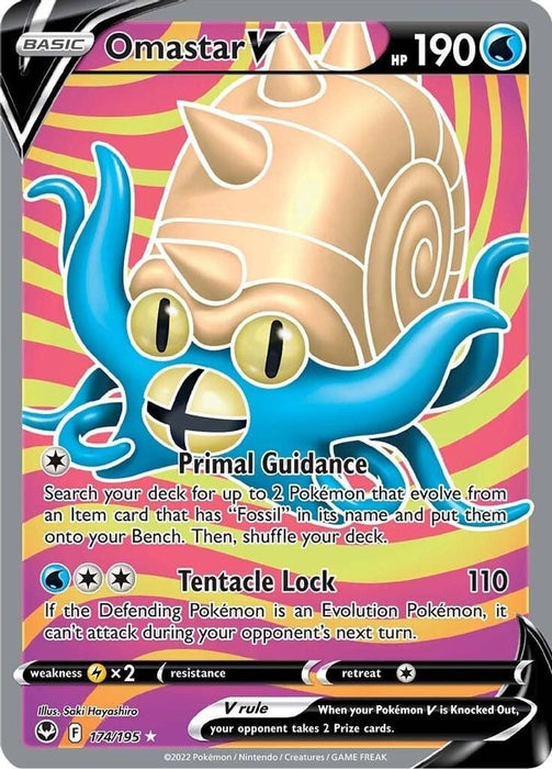 Omastar V (Full Art) (#174/195) (SWSH12: Silver Tempest) Near Mint Holofoil