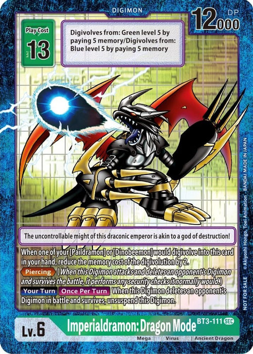 Imperialdramon: Dragon Mode - BT3-111 (Alternate Art) (#BT3-111 SEC) (Draconic Roar) Near Mint Foil