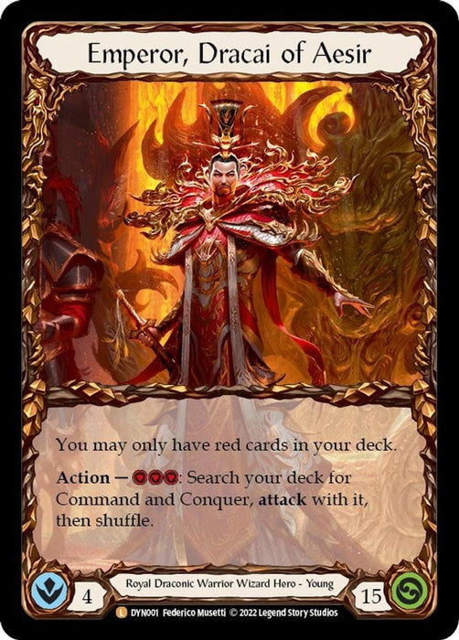 Emperor Dracai of Aesir (#DYN001) (Dynasty) Near Mint Rainbow Foil