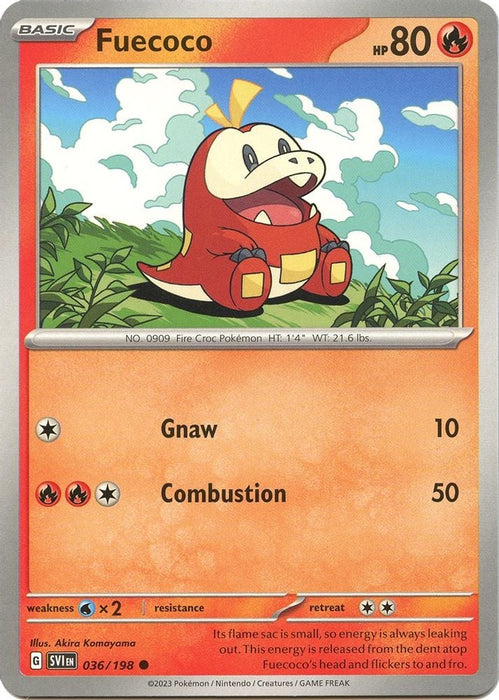 Fuecoco (#036/198) (SV01: Scarlet & Violet Base Set) Near Mint Reverse Holofoil
