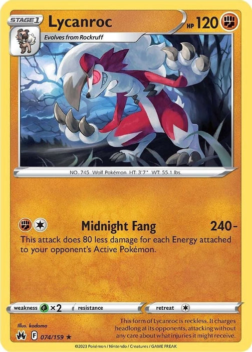 Lycanroc (#074/159) (SWSH: Crown Zenith)