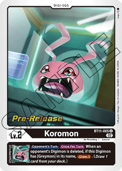 Koromon (#BT11-005 U) (Dimensional Phase Pre-Release Cards) Near Mint Foil