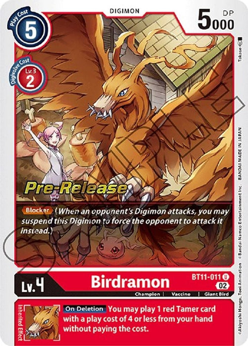 Birdramon (#BT11-011 U) (Dimensional Phase Pre-Release Cards) Near Mint Foil