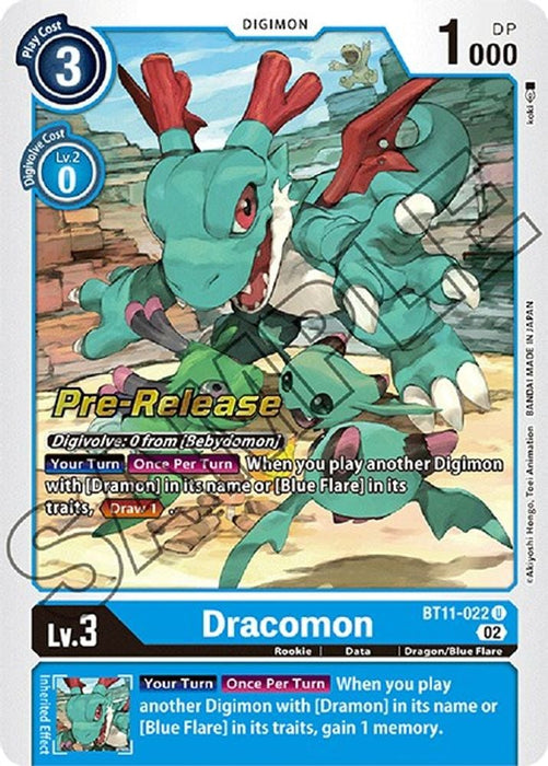 Dracomon (#BT11-022 U) (Dimensional Phase Pre-Release Cards) Near Mint Foil