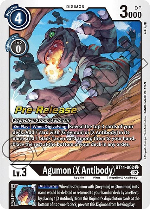Agumon (X Antibody) (#BT11-062 U) (Dimensional Phase Pre-Release Cards) Near Mint Foil