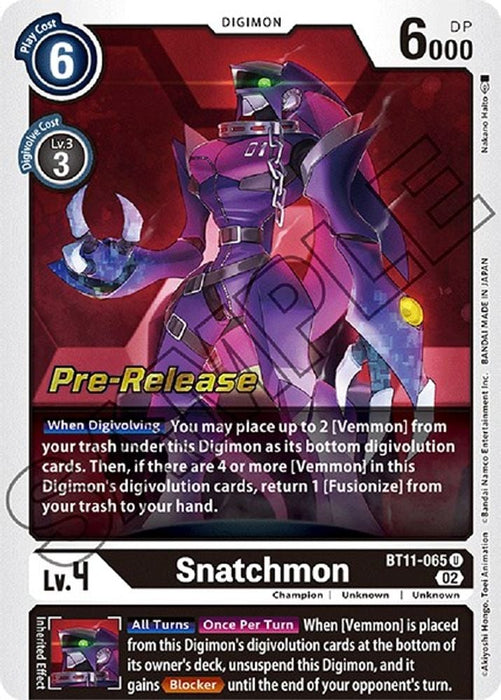 Snatchmon (#BT11-065 U) (Dimensional Phase Pre-Release Cards) Near Mint Foil