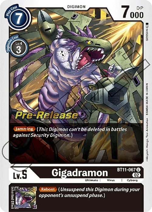 Gigadramon (#BT11-067 U) (Dimensional Phase Pre-Release Cards) Near Mint Foil