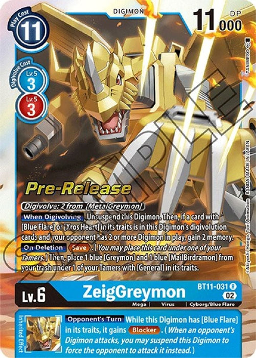 ZeigGreymon (#BT11-031 R) (Dimensional Phase Pre-Release Cards) Near Mint Foil