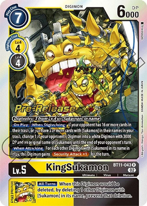 KingSukamon (#BT11-043 R) (Dimensional Phase Pre-Release Cards) Near Mint Foil