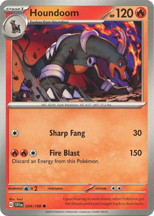 Houndoom 034 198 (#034/198) (SV01: Scarlet & Violet Base Set) Near Mint Reverse Holofoil