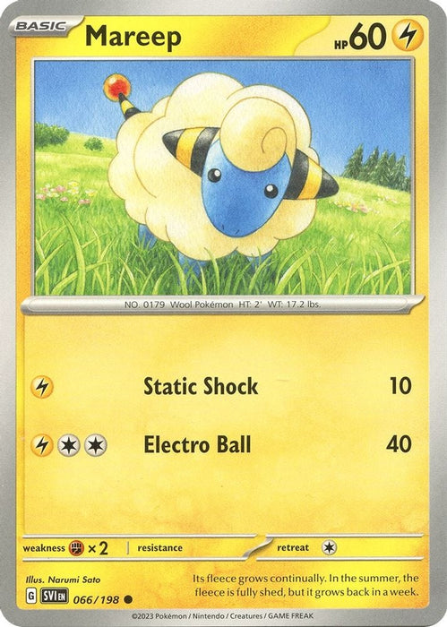 Mareep (#066/198) (SV01: Scarlet & Violet Base Set) Near Mint Reverse Holofoil
