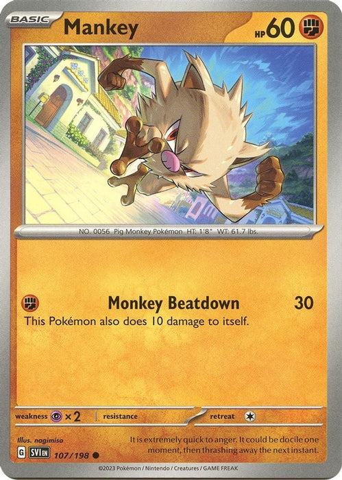 Mankey (#107/198) (SV01: Scarlet & Violet Base Set) Near Mint Reverse Holofoil