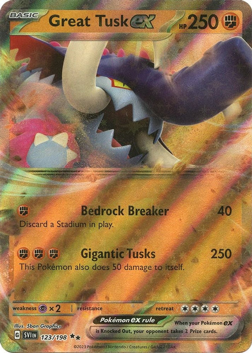 Great Tusk ex 123 198 (#123/198) (SV01: Scarlet & Violet Base Set) Near Mint Holofoil