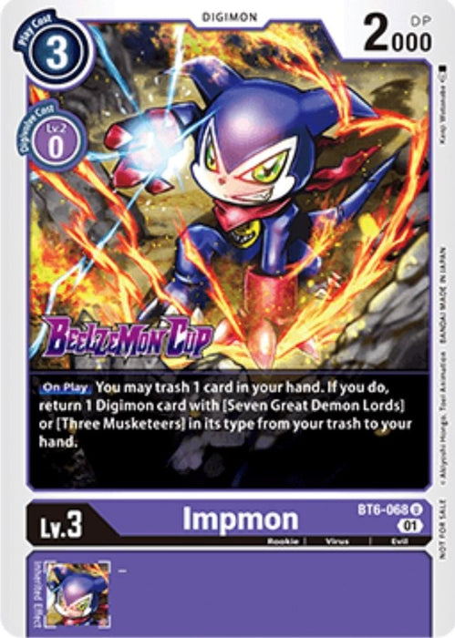 Impmon (Beelzemon Cup Participation) (#BT6-068 U) (Starter Deck 14: Beelzemon Advanced Deck Set Pre-Release Cards) Near Mint Foil