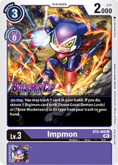 Impmon (Beelzemon Cup Participation) (#BT6-068 U) (Starter Deck 14: Beelzemon Advanced Deck Set Pre-Release Cards)