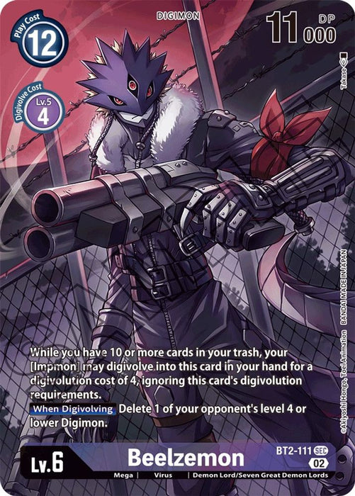 Beelzemon - BT2-111 (Alternate Art) (#BT2-111 SEC) (Starter Deck 14: Beelzemon Advanced Deck Set) Near Mint Foil