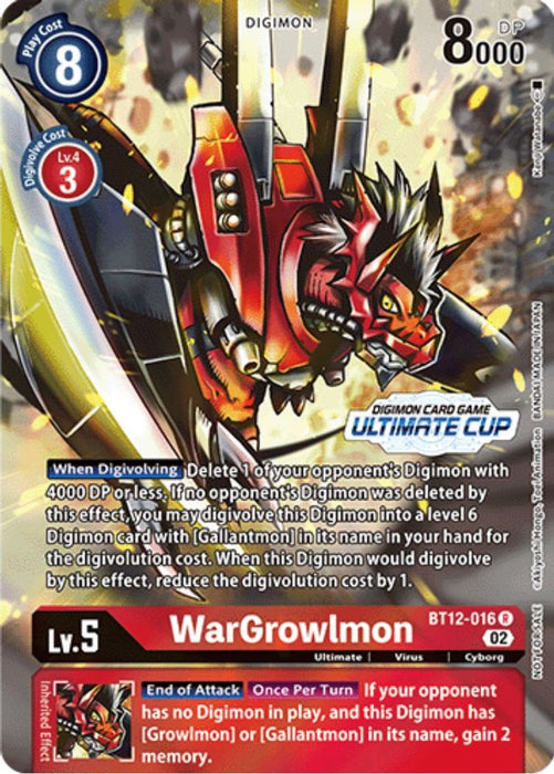 WarGrowlmon (Ultimate Cup) (#BT12-016 R) (Across Time) Near Mint
