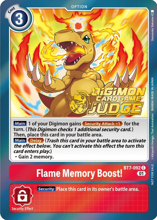 Flame Memory Boost! (Judge Pack 3) (#BT7-092 C) (Next Adventure) Near Mint Foil