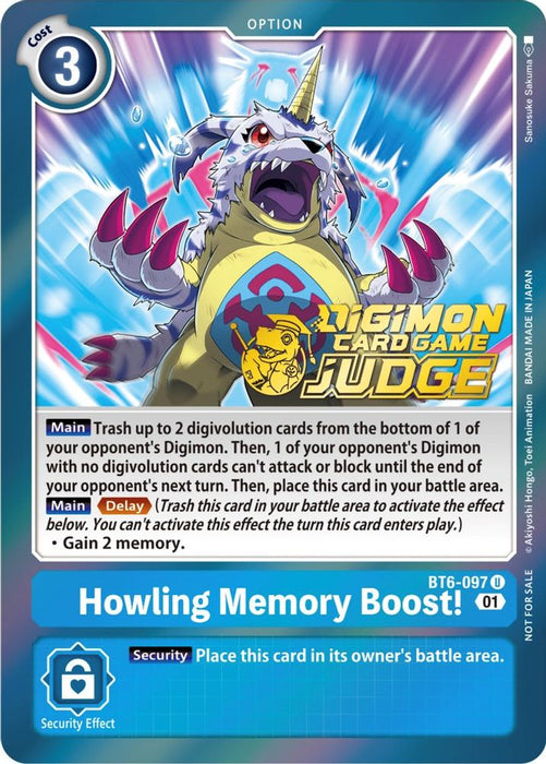 Howling Memory Boost! (Judge Pack 3) (#BT6-097 U) (Double Diamond) Near Mint Foil