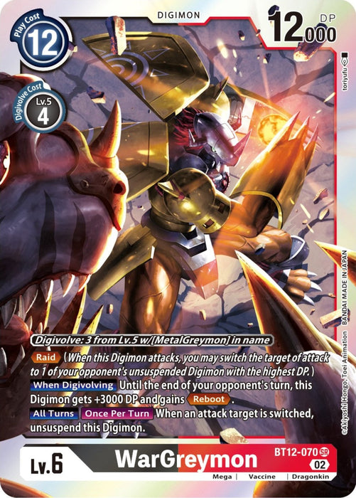 Image for WarGreymon (BT12-070 SR) - Digimon Card Game